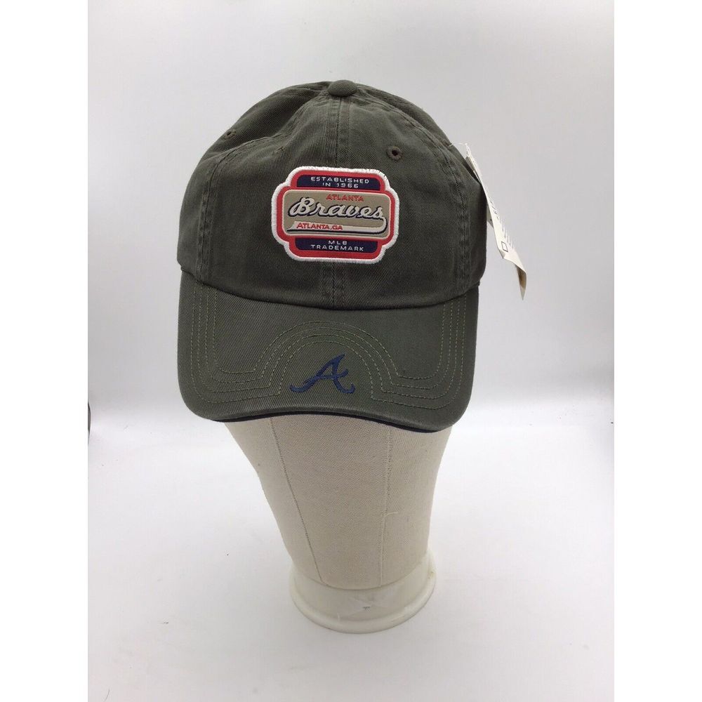 Atlanta Braves Hat Adjustable Strap By Annco Embroidered Olive